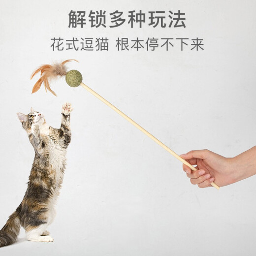 Hanhan paradise cat toy cat stick kitten cat molar play log color feather funny cat catnip wood polygon funny cat artifact toy