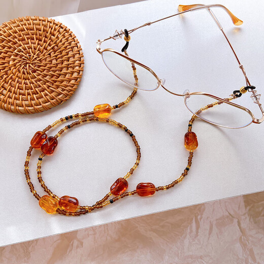 Chenghuan Ji Mai Chenghuans Großmutter Star Wu Yanshu gleichen Stil wie Halfershalsgläser Kette Anti-Verlust-Kette Anti-Glasse Seil Amethyst Mirror-Kette [Vulin-Lederspiegeltuch]