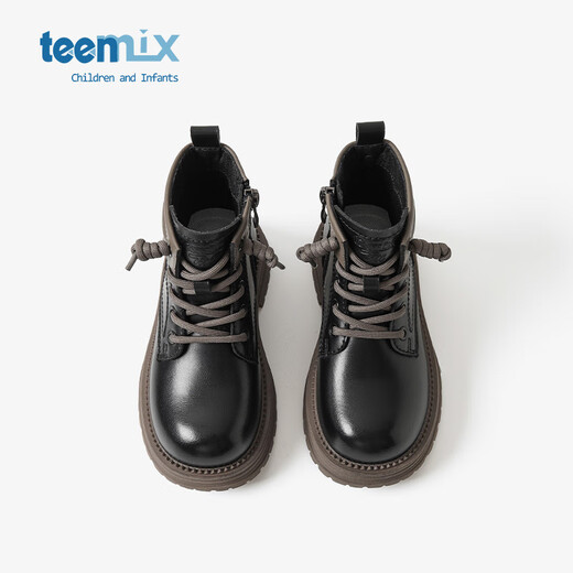 Tianmeiyi Children's Martin Boots 2023 Printemps et automne Nouveaux garçons Style britannique Short Boots Boots Boots Black 33