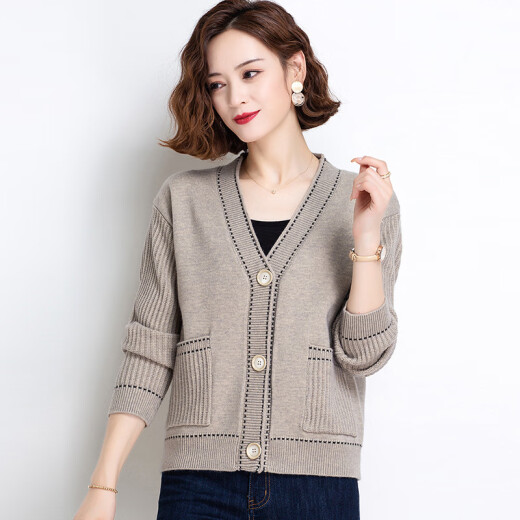 Gomila Sweater Women's Cardigan Autumn New Sweater Women's Jacket Fashion Korean Style Spring and Autumn Women's Long Sleeve Short Style Blue M