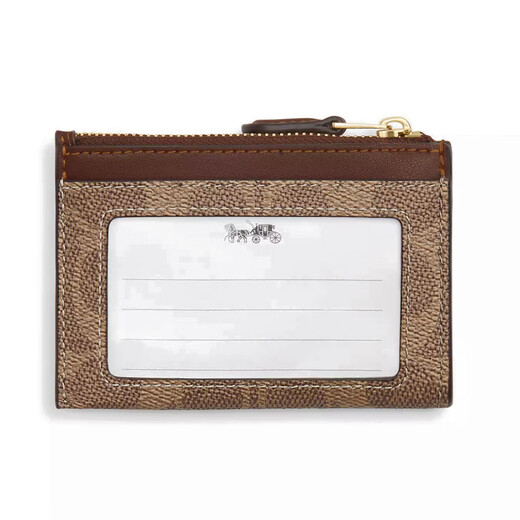 COACH gives New Year gift card holder women's key ring zipper card holder mini ID bag CW870 khaki brown IMXHE