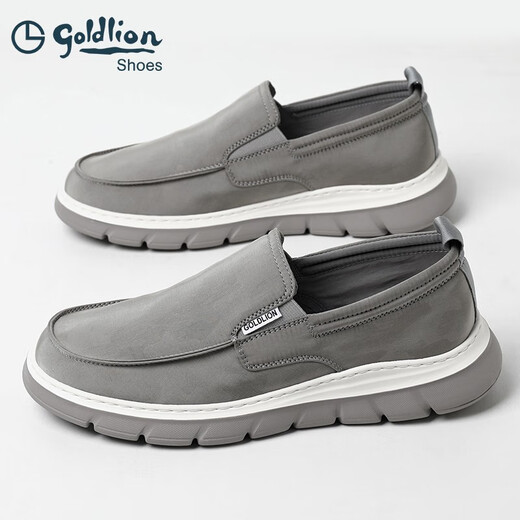 Chaussures masculines Goldlion Summer Nouvelles chaussures en toile pour pied pour les chaussures décontractées pour hommes respirants pour les hommes, les chaussures de conduite légère des hommes gris 40