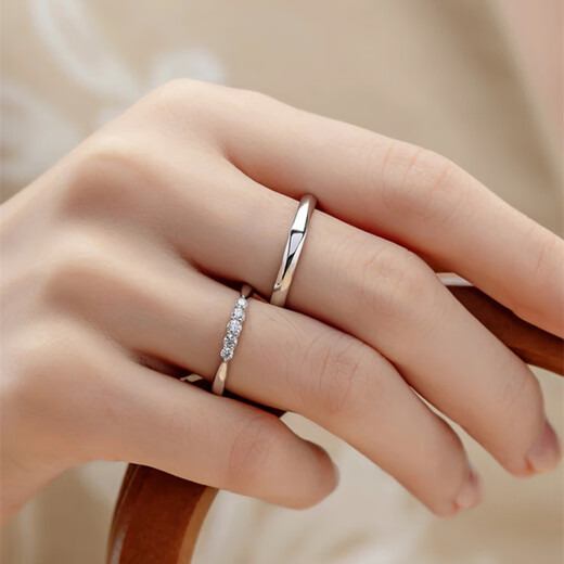 MZMZ Platinum Ring Evening Star PT950 Real Diamond Platinum Couple Ring Proposal Wedding Birthday Anniversary Gift Light Luxury Evening Star Couple Ring