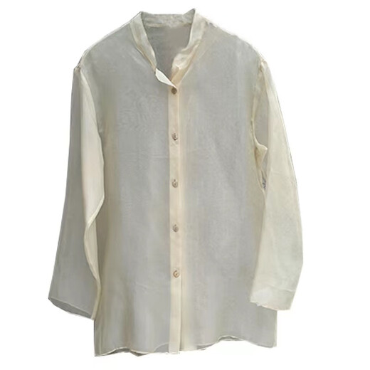 Flower Shadow Yaoyao Fayinyoo Oriental Simple et Extra Supported Silk Ougenya Shirt Femme's Simple and Volyled Color Base portant H1713 Mysterous Black M