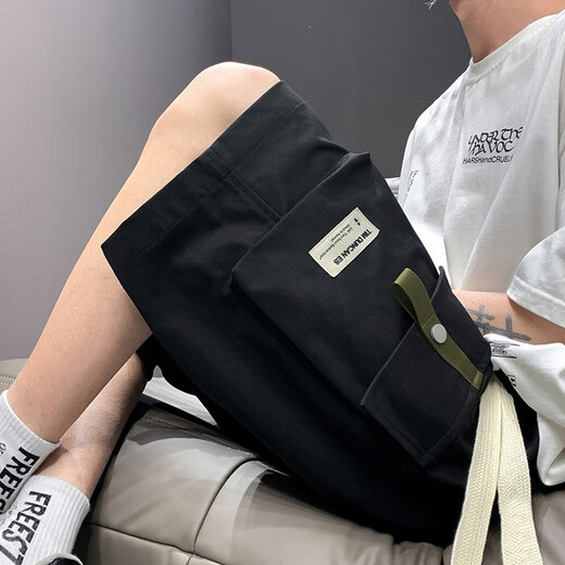 Foss Phil tooling shorts men's summer ice silk thin loose American five-point sports casual pants HHR-718 black L [recommended 120-135 Jin [Jin equals 0.5 kg]]