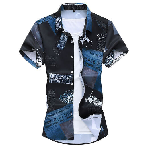 Chang Luzhu Summer New Style Herrenhemd für Männer mit kurzärärmernem Herren-Blumenhemd kurzärmelig schlanker gedruckter kurzärmeliger Hemd Herren-Top 7029 m