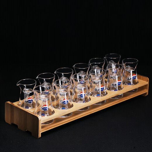 Small wine glass dispenser, one pot, one glass of wine set, white wine glass, spirit glass with logo, label, 6 10ml cups, 6 80ml wine dispensers + 6 hole rack