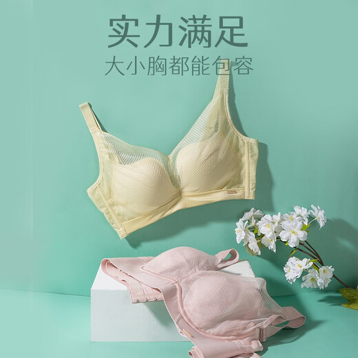 奥丝蓝黛内衣文胸夏季薄款女超薄透气纯欲水晶杯性感蕾丝小胸聚拢5024\/5825 香柠黄（中薄AB杯） 80B (95)