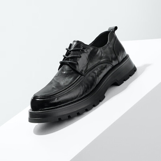 Belle men's shoes commuting business leather shoes pleated cowhide leather comfortable thick sole formal shoes A1422AM4 [pre-sale] black - single 42 (260mm)