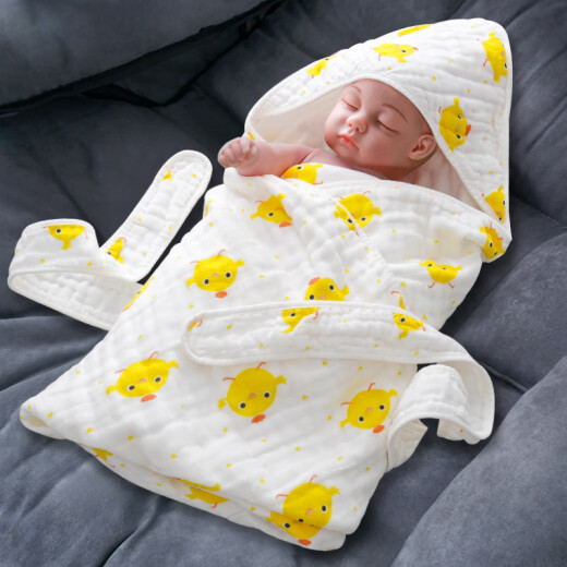 Behe baby quilt summer thin newborn baby quilt gauze baby small quilt swaddling cotton newborn supplies blue mouse (6 layers of gauze) 90*90cm