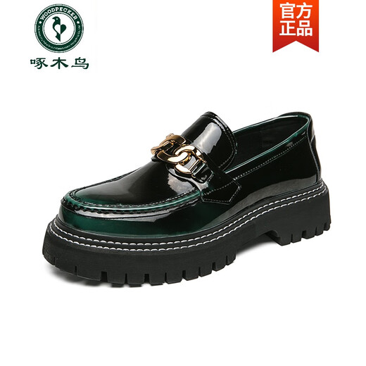 Woodpecker High -End -Business -Lederschuhe für Männer im Sommer Britische innere Höhe Erhöhen Sie die dicke alleinige trendige, glänzende Seite Casual Vielseitige Slipper 3888 Grün - innere Höhe erhöhen 6 cm 42