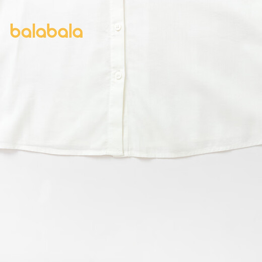 Balabala children's clothing girls' shirt children's white shirt spring big children's long-sleeved top sweet original white 130 cm