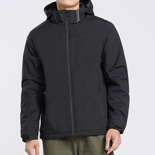 Brelrmon Plus Velvet Jacket Windbreaker Men and Women Sweat Jacket Single Layer Automne and Winter Windroping Warm Soft Shell Workwear Version coréenne Veste extérieure 9930A Obsidian Black-Men [Couleur unie] L