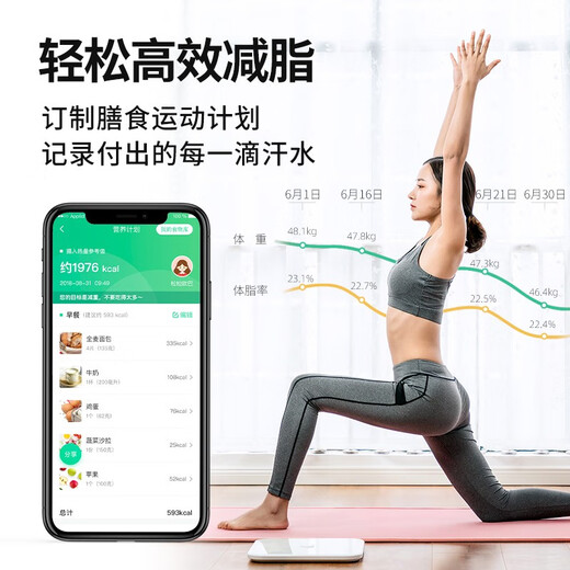 Bodivis Tsinghua Original Tongfang Body Fat Scale Bodivis Body Fat Scale Home Electronic Weight Scale APP Bluetooth Fat Scale Accurately measures 21 items of human body data Dabai M1