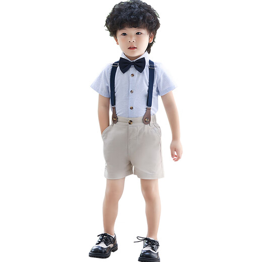 Goku Boys 'Kleideranzug Sommer Kinder Overalls Blumener Anzug Britischer Kindergarten-Abschlussanzug Leistung Anzug Grün Green 90 (Empfohlenes Gewicht 20-25 Jin [Jin gleich 0,5 kg]))