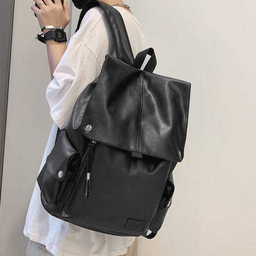 Men and girls are carrying computer backpacks and trendy backpacks for men and women who are easy to care for leather fashion trendy college students' schoolbags and computer bags travel backpacks ins trendy cool white 246