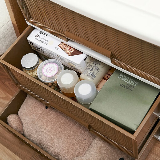 Interaktive Weltraumschubladen Aufbewahrungsbox Imitation Rattan Garderobe Transparent Aufbewahrungsbox Kleidung Unterwäsche Home Schlafsaal Kunststoff Finishing Box Lagerschrank 9716 Großgröße 2 Etagen Breite 56,8 Tiefe 39 Höhe 42