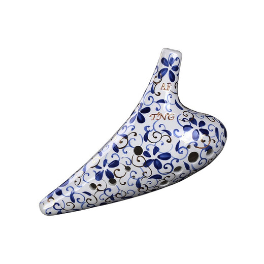 TNG台湾TNG陶笛十二孔中音C陶笛青花瓷描金12孔三管舞台专业演奏级 中音F调-AF 全套教材配件