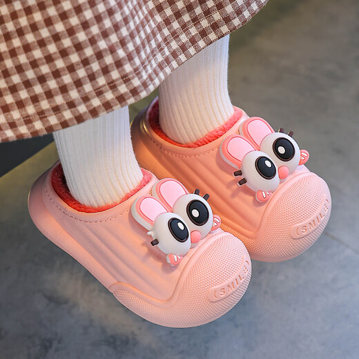 Hafeizhu Children's Cotton Slippers Winter Bag Heel Boys Girls Princess Indoor Waterproof Warm Anti-Slip Baby Parent-child Home Shoes Brown (Slippers) 32-33 Sizes Inner Length 19CM