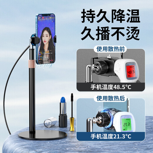PICKOGEN mobile phone radiator live broadcast bracket desktop semiconductor refrigeration cooling charging cooling fan air conditioner telescopic lifting adjustable silent floor-standing online class outdoor floor-standing type丨single station丨semiconductor refrigeration丨black