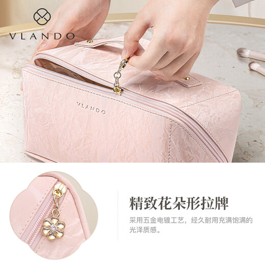 Weilando national style makeup bag new large capacity portable travel storage bag birthday gift for girlfriend sand pink