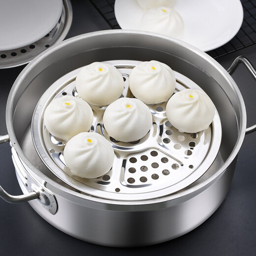 Newair thickened 304 stainless steel steaming rack, round steaming slices, steamed bun drawer, bun steamer, water-proof steaming tray, household steamer grate, steaming tray 30cm (2 sets of high and low tripods, 3 each)