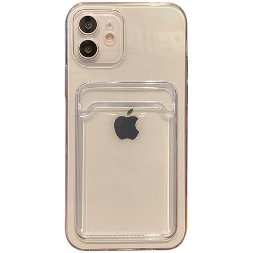 韵宁 适用苹果11硅胶套可插卡iphone12手机壳透明卡包苹果16promax简约保护壳 透明卡包 iPhone 12