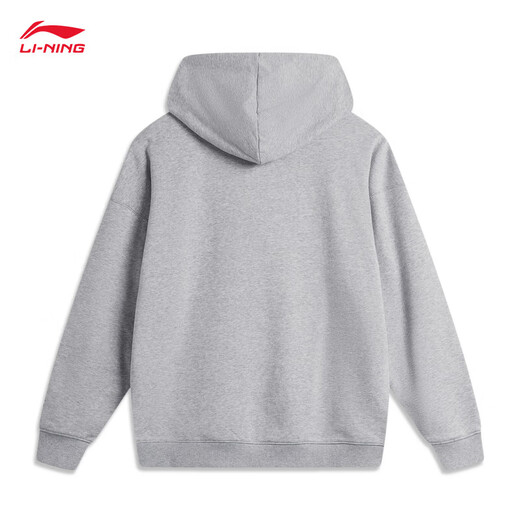 Li ning plus samt warm warmes Kapuzen-Sweatshirt für Männer 2024 Herbst und Winter Neuer Retro-Druck Einfache Sporttop AWDU673 BC17 FLOWE GRAY-1 L (175)