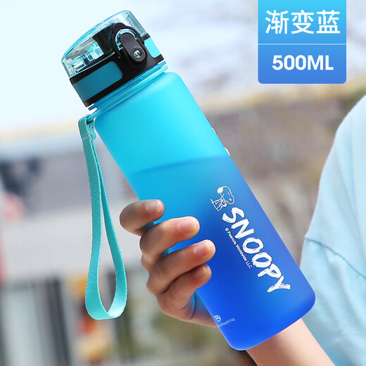 Snoopy (SNOOPY) children's water cup summer portable large-capacity drop-proof and leak-proof drinking cup for male and female primary school students one-click direct drinking cup blue