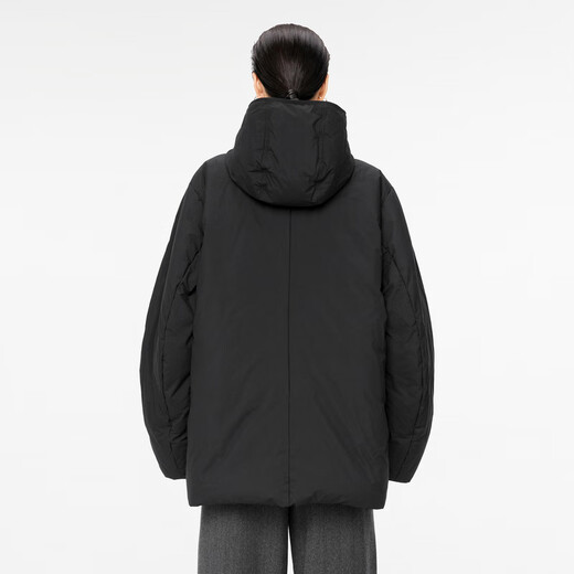 江南布衣（JNBY）【防泼水】商场同款24冬新品宽松连帽羽绒服5OBC12590 001/本黑 XS