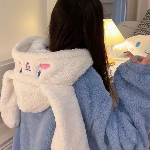 Shiliao (shiliao) lindo pijama de terciopelo de coral para mujeres en invierno camisón más terciopelo engrosado engrosado estudiante de calentamiento grueso lindo terciopelo de coral yugui perro camisón de una talla [adecuada para 80-160Jin [Jin equivale a 0.5 kg]]]