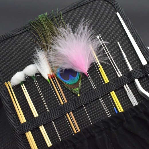 Xiaoyao Wang professional ear picking tool set, ear picking luminous ear picking spoon, ear cleaning goose feather stick, visible hand light, chicken crane feather stick, pink set (hand light + thumb light) 1 piece