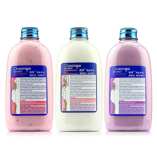 Senhai Milk Sea Salt Bath Bath Salt Men's and Women's Full Body Scrub Cleansing Back Moisturizing Shower Gel Milk Salt Lavender + Rose + Milk Three Bottles 530G*3