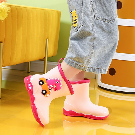 Kinder Regenstiefel Jungen und Mädchen verdickte Anti-Rutsch-Wasserschuhe Baby Regenstiefel Wasserstiefel Kinder Kleiner wasserdicht plus Samtgrün Größe 17 (innere Länge 17 cm)