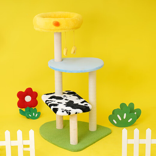 ZEZE farm cat climbing frame with nest integrated cat shelf with scratching board large cat shelf cat toy 105cm basic model 60*53*105cm