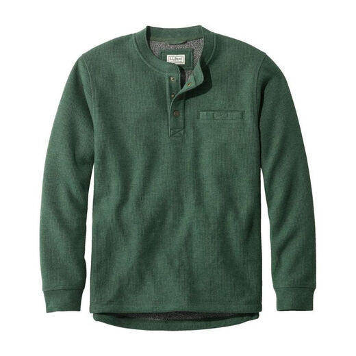 L.L.Bean men's sweater casual henley sweater autumn and winter warm comfortable soft bottoming middle-aged dad wear Charcoal Heather dark gray M suitable for net bust 107-112CM