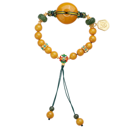 Potala Palace beeswax safety buckle bracelet for women, amber jasper inlaid silver bracelet bracelet for girlfriend's birthday gift beeswax safety buckle bracelet