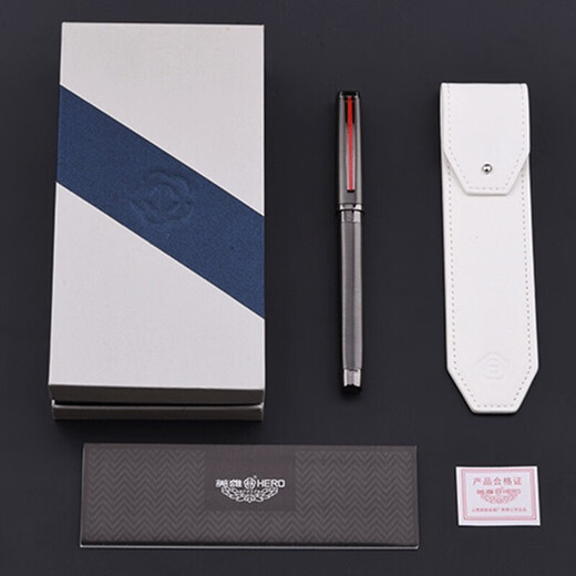 HERO fountain pen 12K/14K/18K gold nib high-end gift box set fashionable business men's gift holiday gift free engraving 18K business full metal gray