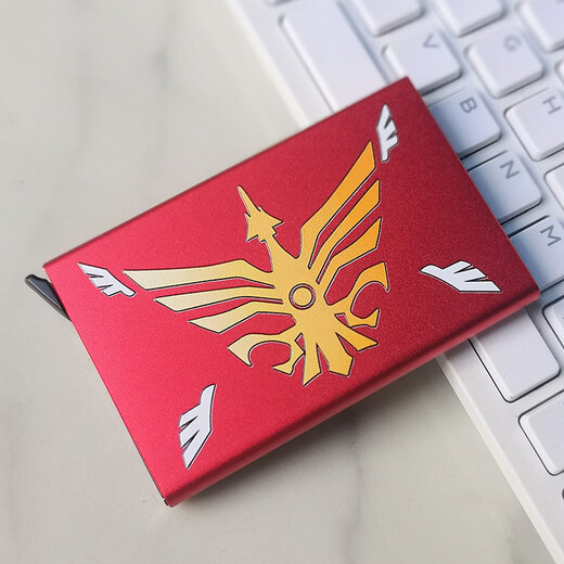 Qimo Kamen Rider Metal Card Pack Dragon Rider Dragon Teeth Automatic Pop-up Card Box Anti-Magnetic Card Clip Anti-Theft Brush Bank Card Case Red - Can hold 9-11 cards