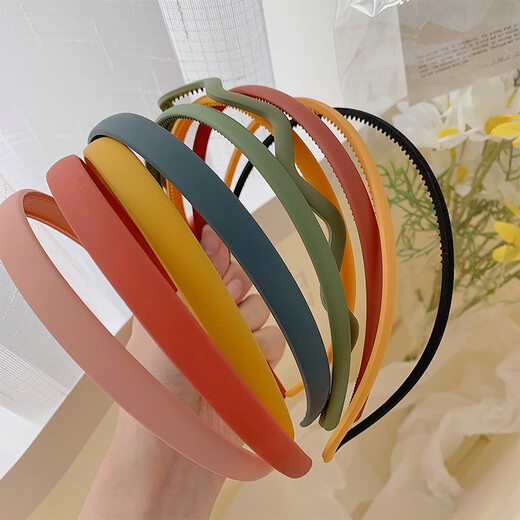 Morning Star Korea's Sweet and Simple Face Wash Hairband for Girls, Versatile for Going Out, Internet Celebrity Hair Cave Pressed Hair, Anti-Slip Hairpin, Hair Travel, Extra Wide Navy + Orange - 2 Piece Set