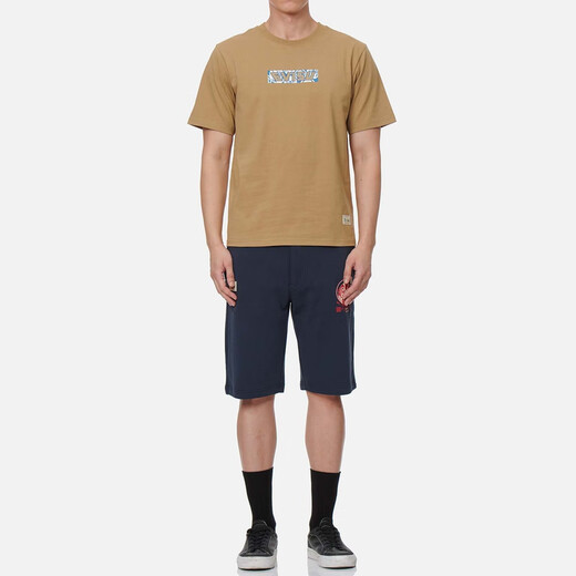 EVISU tie-dye effect large M printed round neck men's t-shirt men 2ESHTM3TS701XXCT khaki XL