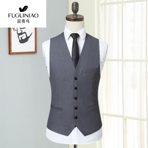 Fuguiniao gray suit vest vest spring and autumn business slim men's suit vest casual professional vest gray vest 180/XL