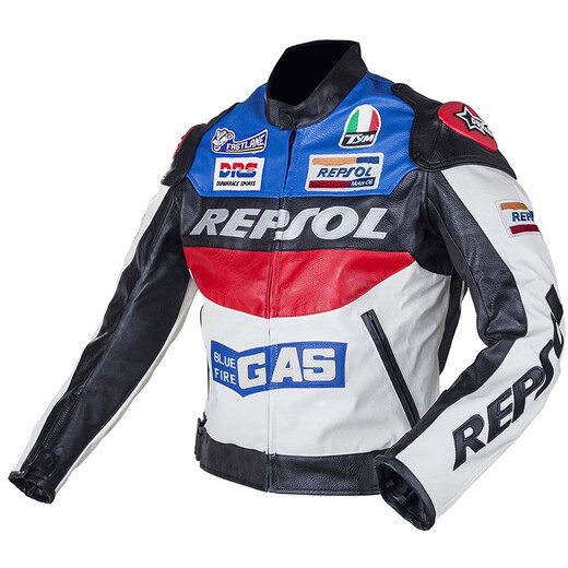 Duhan (DUHAN) motorcycle riding suit for men all seasons vs02 PU leather jacket racing suit motorcycle leather jacket waterproof spring anti-fall jacket vs02 blue PU leather top (recommended to take one size smaller) L