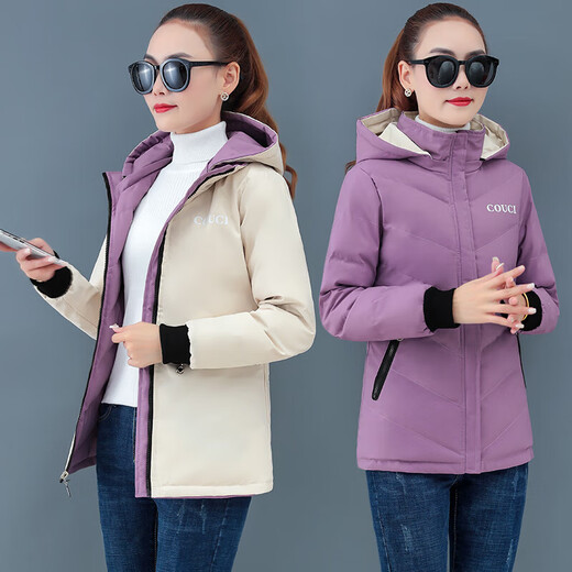 啄木鸟棉服女2023新款两面穿女短款冬季时尚洋派小棉袄棉衣外套女 黑色DLP9925 单面穿 L 适合95-105斤