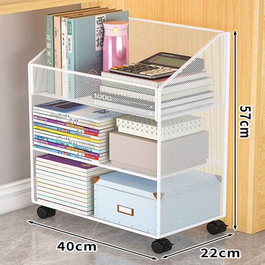 Yisijia Under Desk Storage Rack Bookside Desk File Storage Cabinet Desk Trolley Desk Bottom Desk Bookcase Removable Three-layer White Mobile Model Small Size