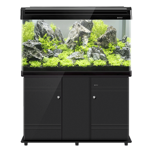 BoYU (BOYU) water-free large fish tank 80 aquarium ecological tank with oxygenation filter Goldfish stream cabinet living room and home use integrated aluminum alloy black luxury package (manufacturer direct hair) (heating rod landscape randomly) 120 long 30 wide 58 high cylinder (ausage filtration) [view cabinet needs to be purchased separately]