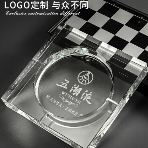 Montrachet ashtray creative personality large office crystal glass light luxury living room home simple ashtray personalized custom gift 10 cm square transparent (extra small size, please be careful)