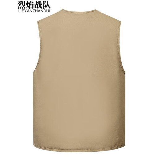 Flame Team Vest Men d'âge d'âge moyen d'âge moyen multi-poche Clip de cheval de pêche à l'âge moyen et coton 95 décontracté 95 avec gilet de doublure 105 Vie gillant blanc XL (poids recommandé 120-125 Jin [Jin est égal à 0,5 kg]))