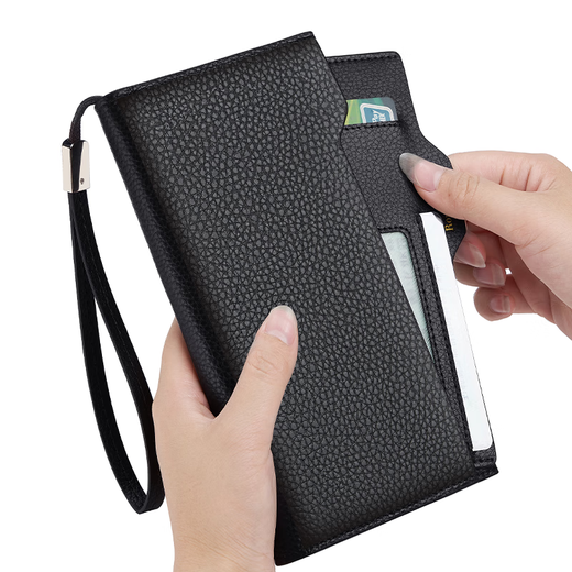 Boston Paul Wallet Men's Long Genuine Leather Zipper Large Capacity Multi-Slot Multi-functional Driver's License Handbag Chinese Valentine's Day Gift Brown Lychee Pattern