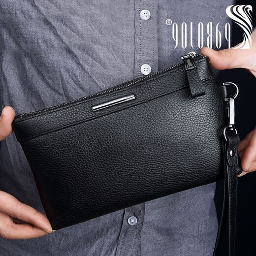 Kuqidaishu neuer Männerkupplungsbeutel Herrenbeutel große Kapazität Handtasche Geschäfte Casual Top Schicht Weiche Lederhandtasche Brieftasche [Echtes Leder] Khaki
